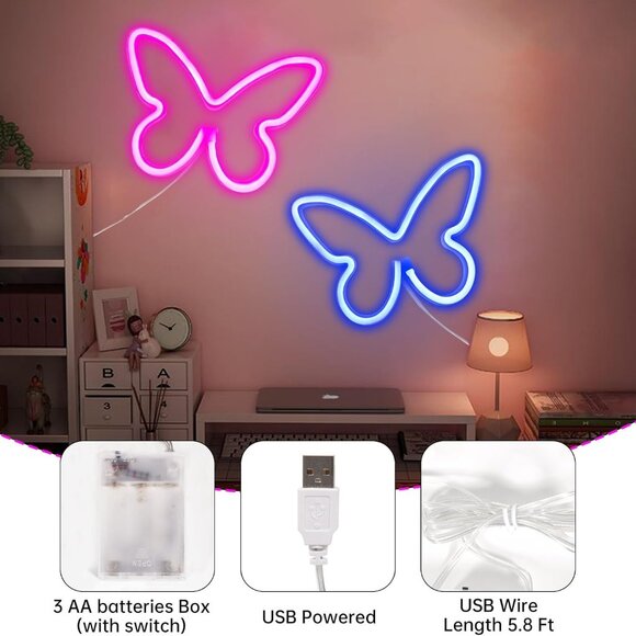 2 Pcs butterfly neon signs 9x6.5 inch - Picture 4 of 5